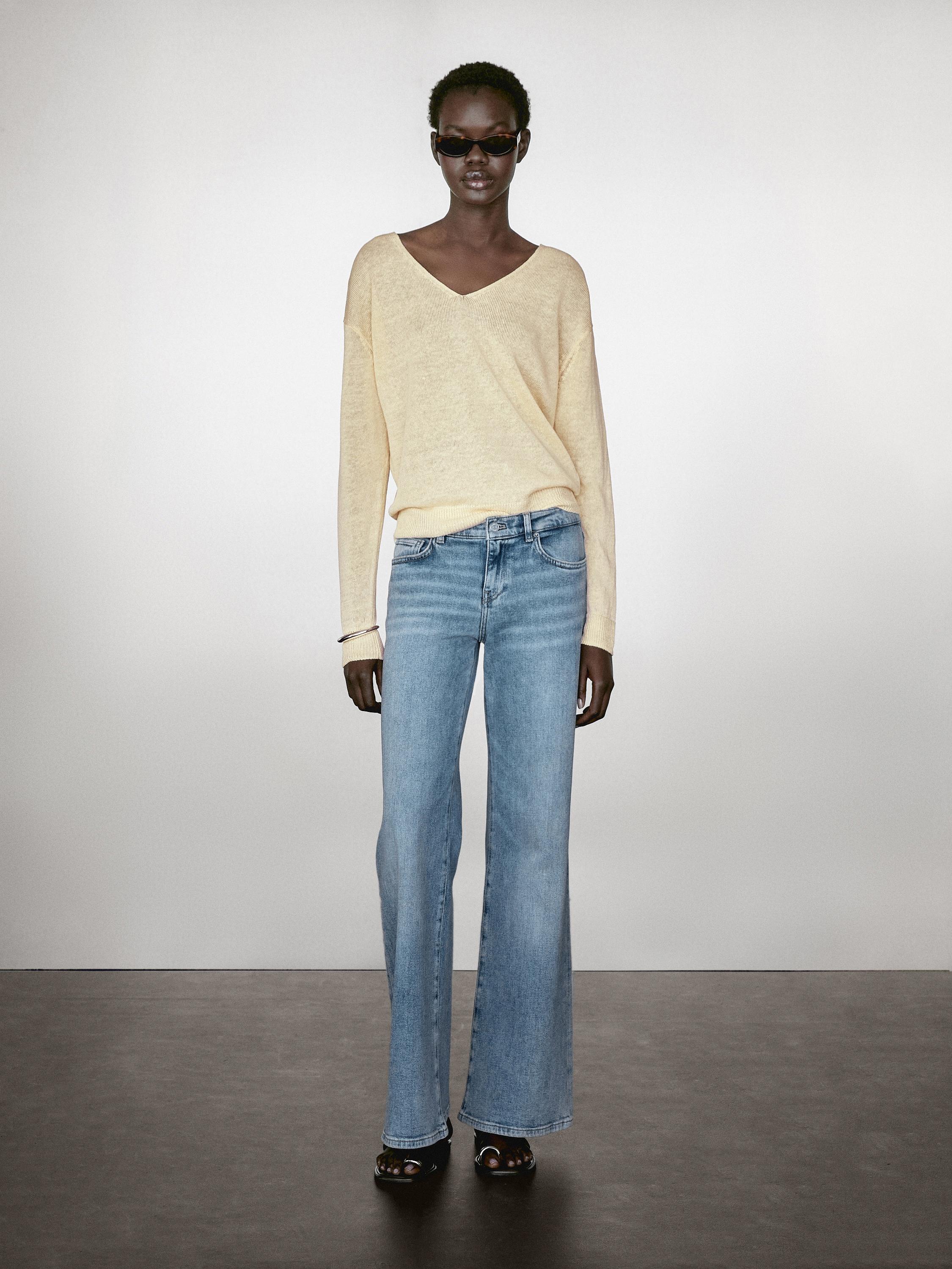 Pull en maille 100 % lin à manches longues